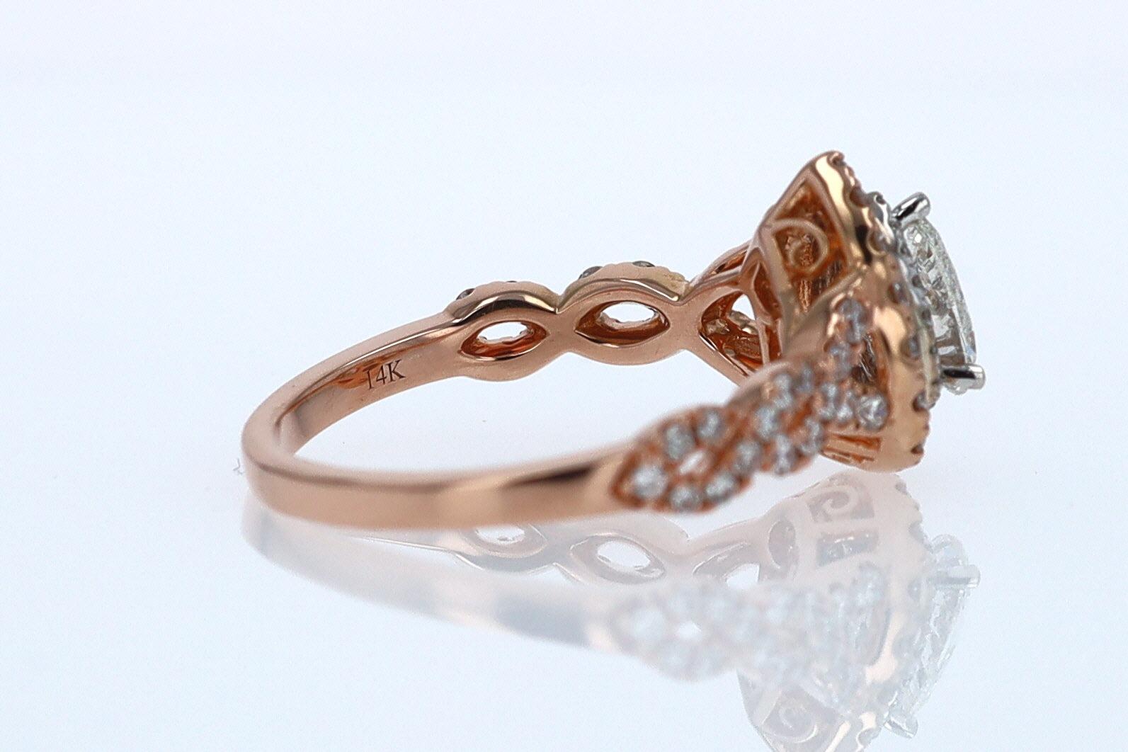 Neil Lane Rose Gold 0.52 Carat Pear Shape Diamond Engagement Ring