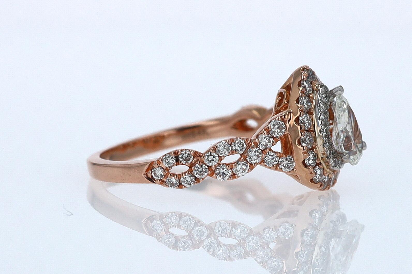 Neil Lane Rose Gold 0.52 Carat Pear Shape Diamond Engagement Ring
