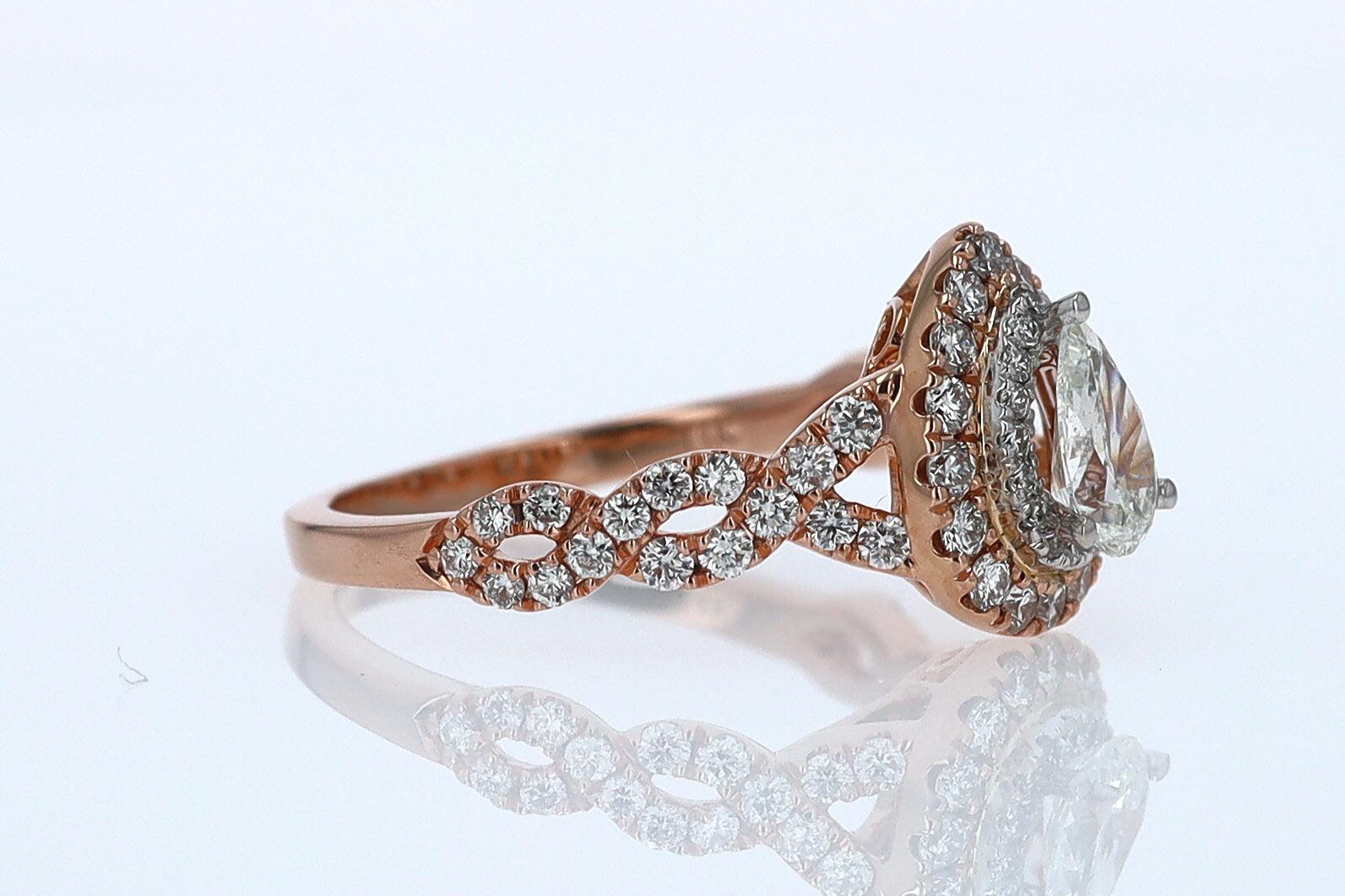 Neil Lane Rose Gold 0.52 Carat Pear Shape Diamond Engagement Ring