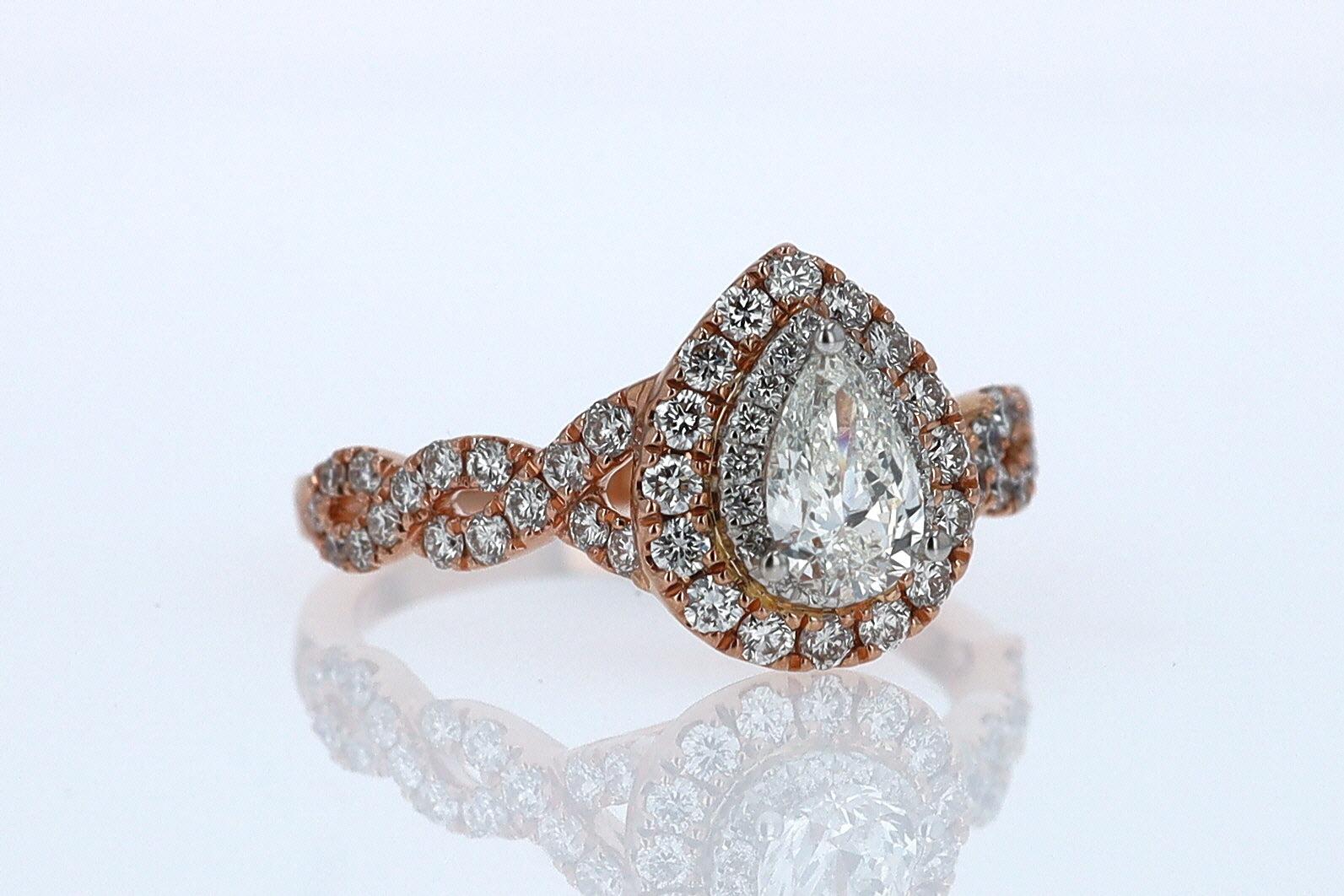 Neil Lane Rose Gold 0.52 Carat Pear Shape Diamond Engagement Ring