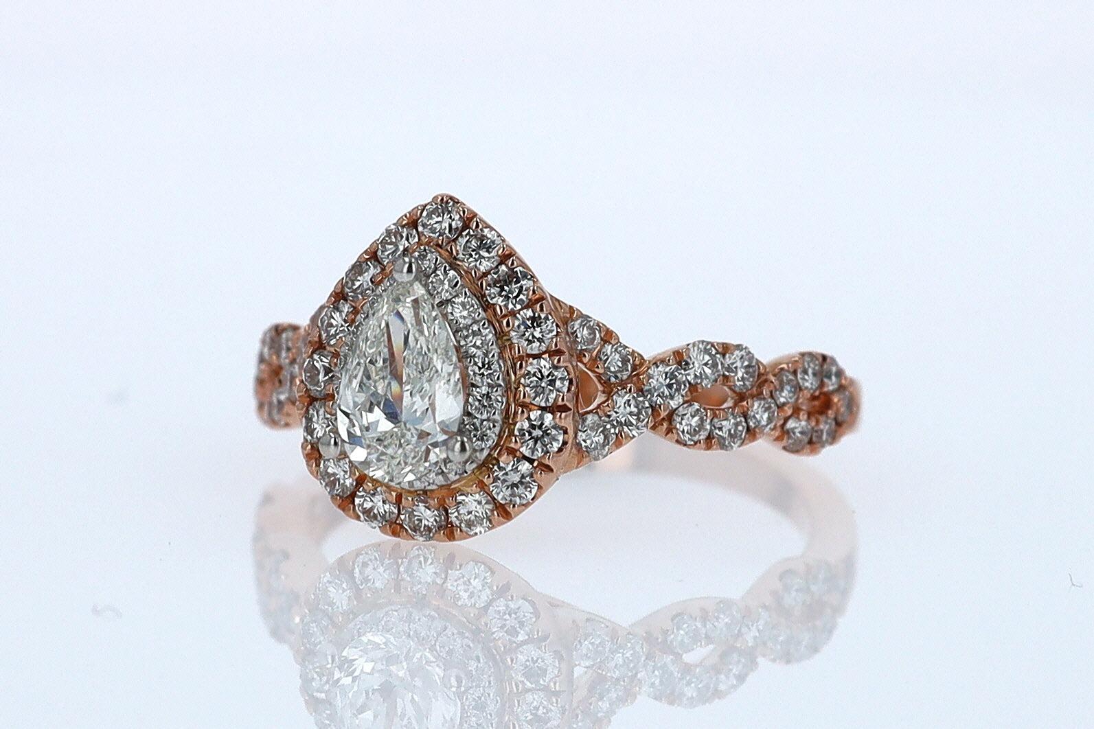 Neil Lane Rose Gold 0.52 Carat Pear Shape Diamond Engagement Ring