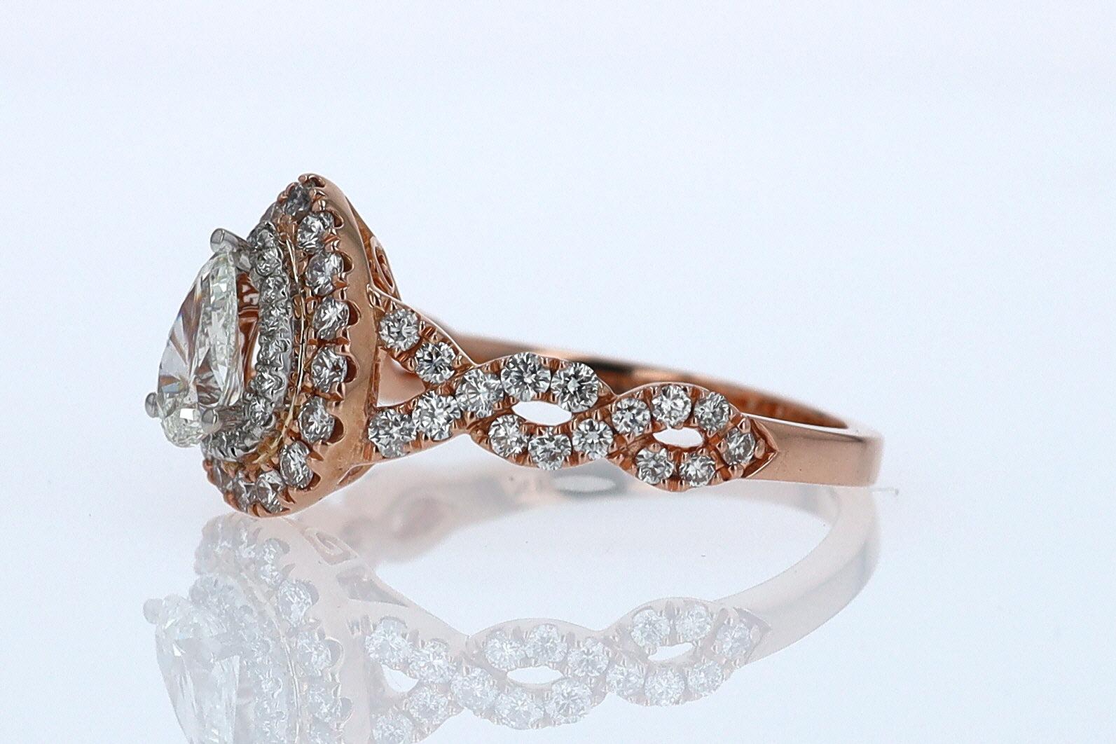 Neil Lane Rose Gold 0.52 Carat Pear Shape Diamond Engagement Ring