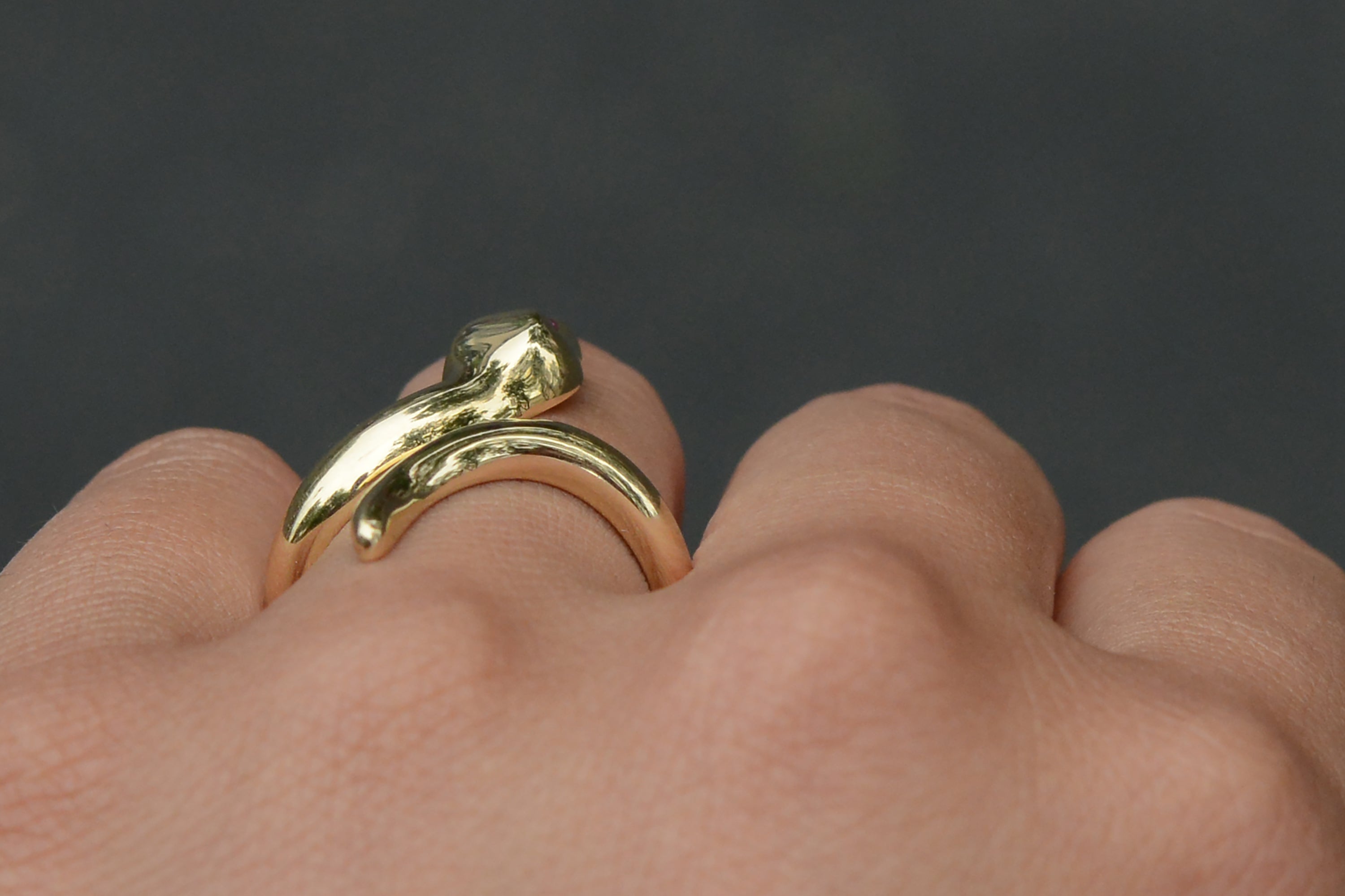 New Italian 14KT Yellow Gold Serpent Ring