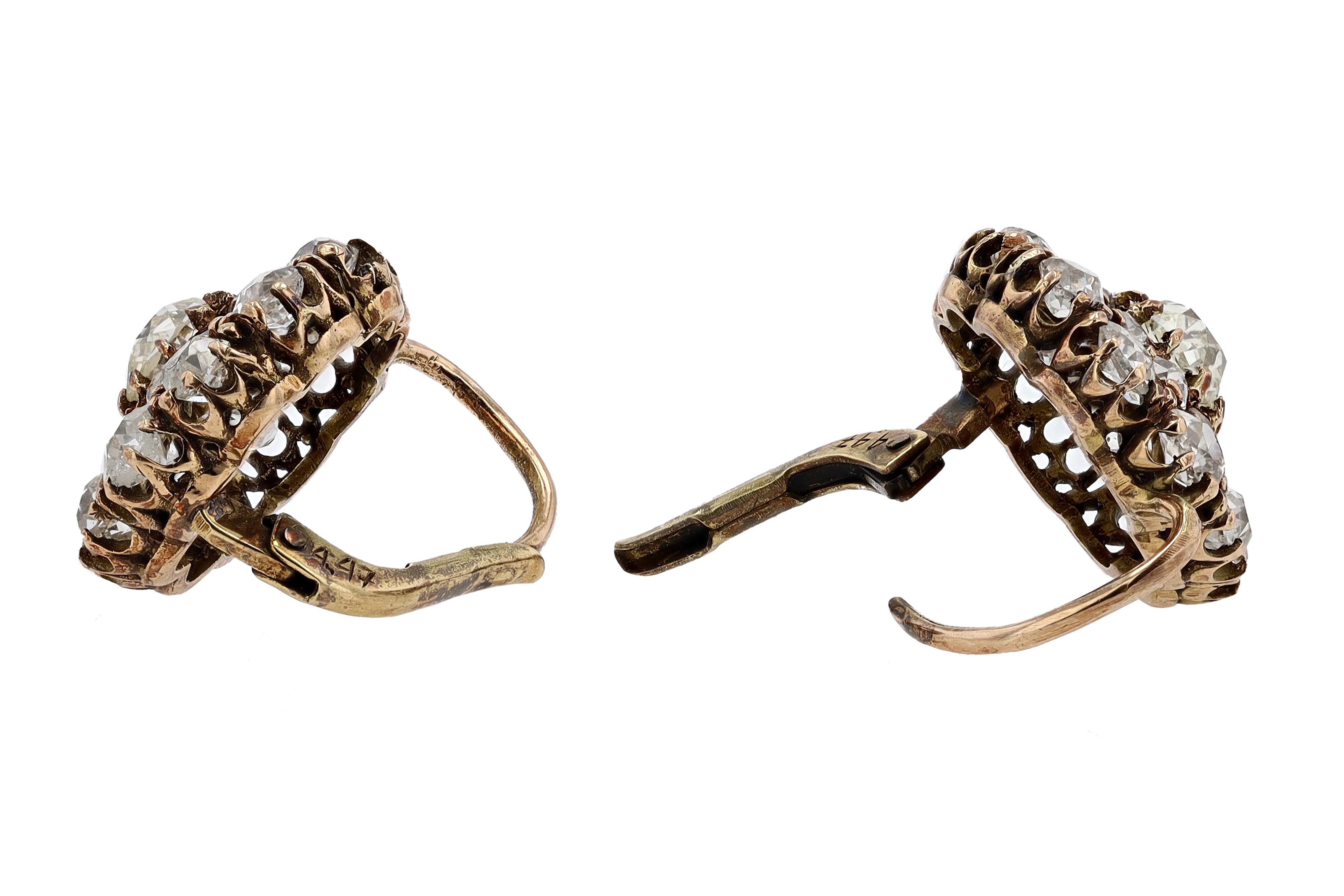 Outstanding Victorian 5 1/2 Carat Old Mine Diamond Earrings
