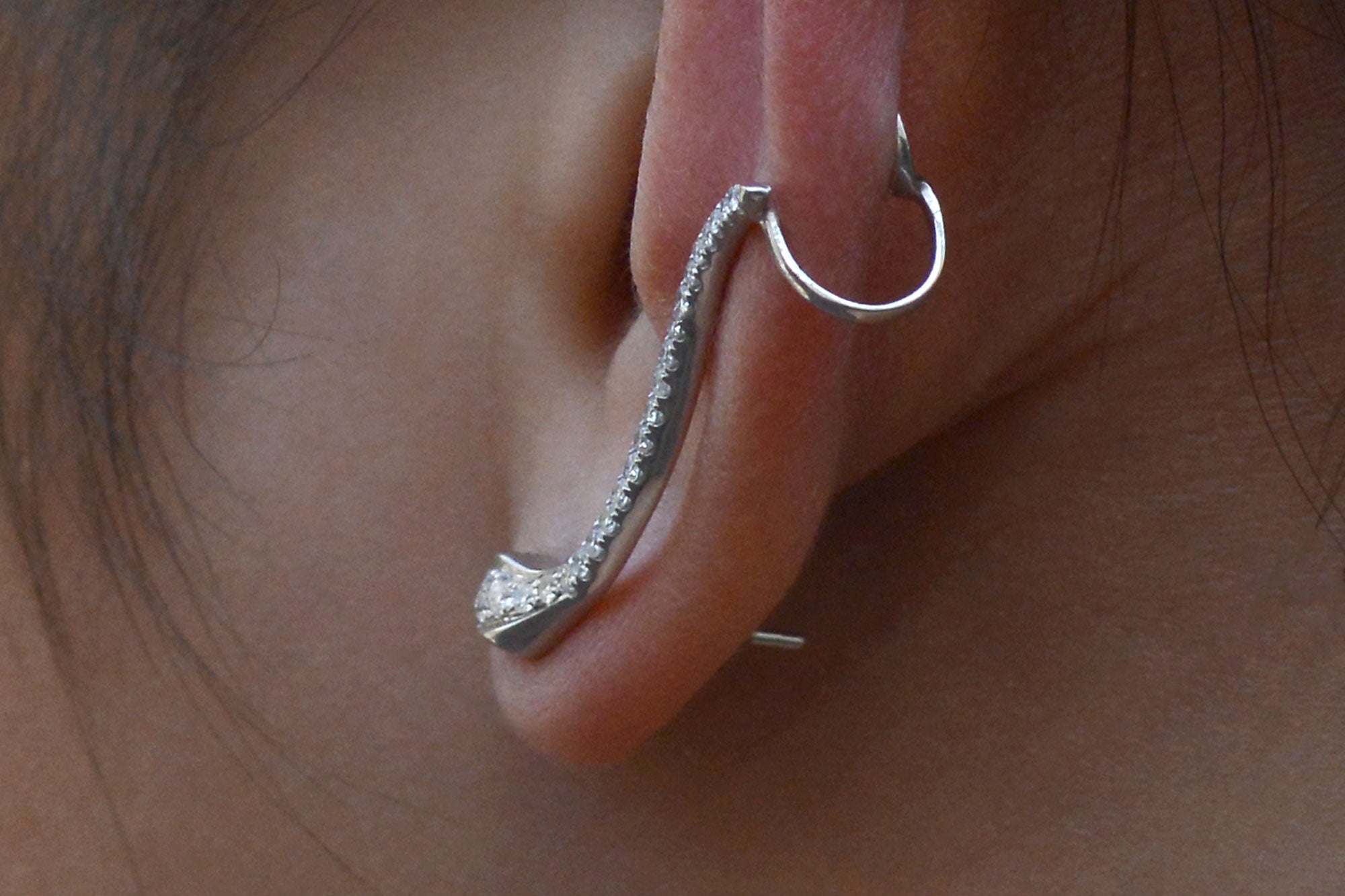 Pave' Diamond Ruby Snake Climber Earrings