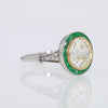 3.12 Carat Old European Diamond and Emerald Halo Target Ring