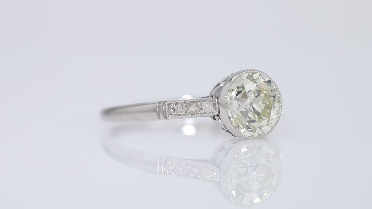 Art Deco Revival 1.45 Carat Old Mine Cut Diamond Engagement Ring