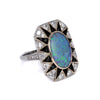 4.10 Carat Black Opal Diamond & Onyx Art Deco Style Cocktail Ring