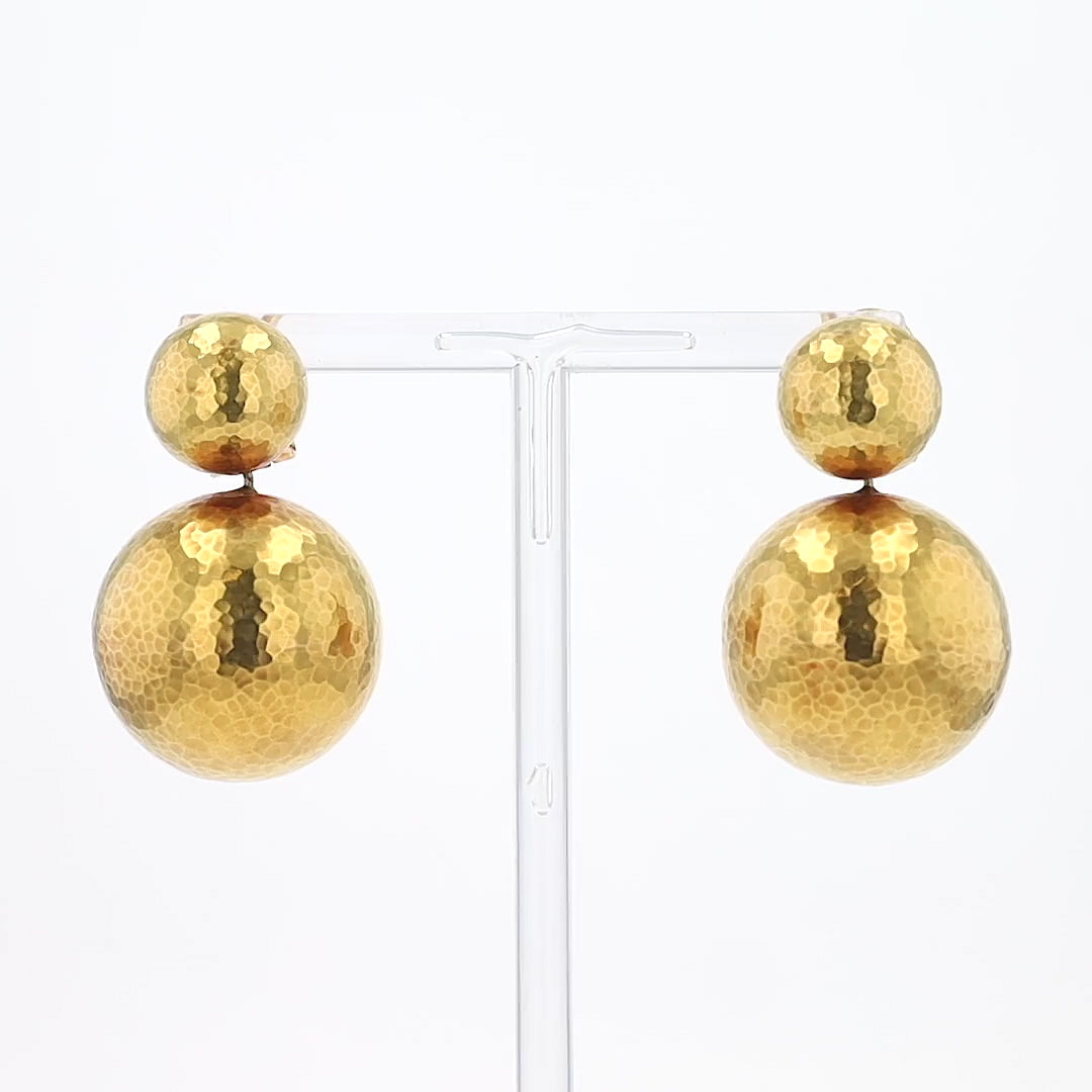 Vintage Tiffany & Co Paloma Picasso 18k Gold Hammered Planets Drop Earrings