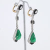 Dramatic Art Deco Emerald Diamond & Black Onyx Dangle Earrings