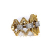 Vintage 1970s SANZ 18k Gold Open Diamond Wide Band Ring