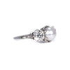 Antique Tiffany & Co Edwardian GIA Natural Pearl 3-Stone Diamond Platinum Ring