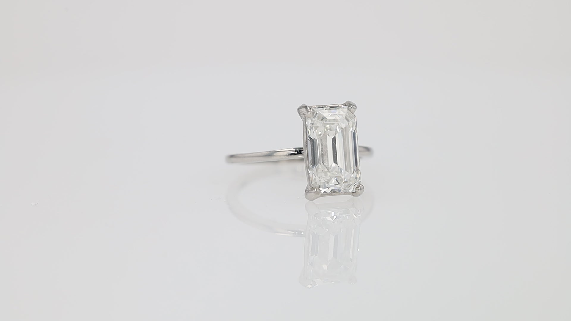 GIA Certified 3.10 F VVS2 Emerald Cut Diamond Solitaire Engagement Ring