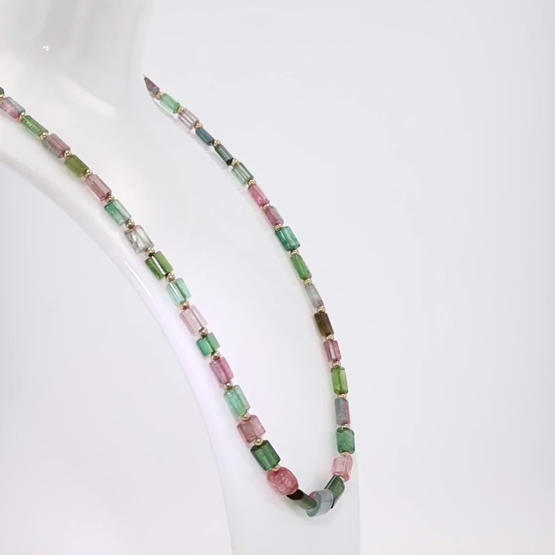 RDY 93 Carat Multi-Color Raw Tourmaline Beads Necklace