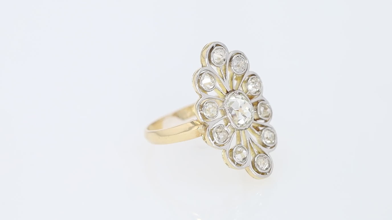 Belle Epoque Antique Old Mine Diamond Dinner Ring