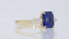 Vintage Yellow Gold 2.50 Carat Sapphire & Diamond 3 Stone Engagement Ring