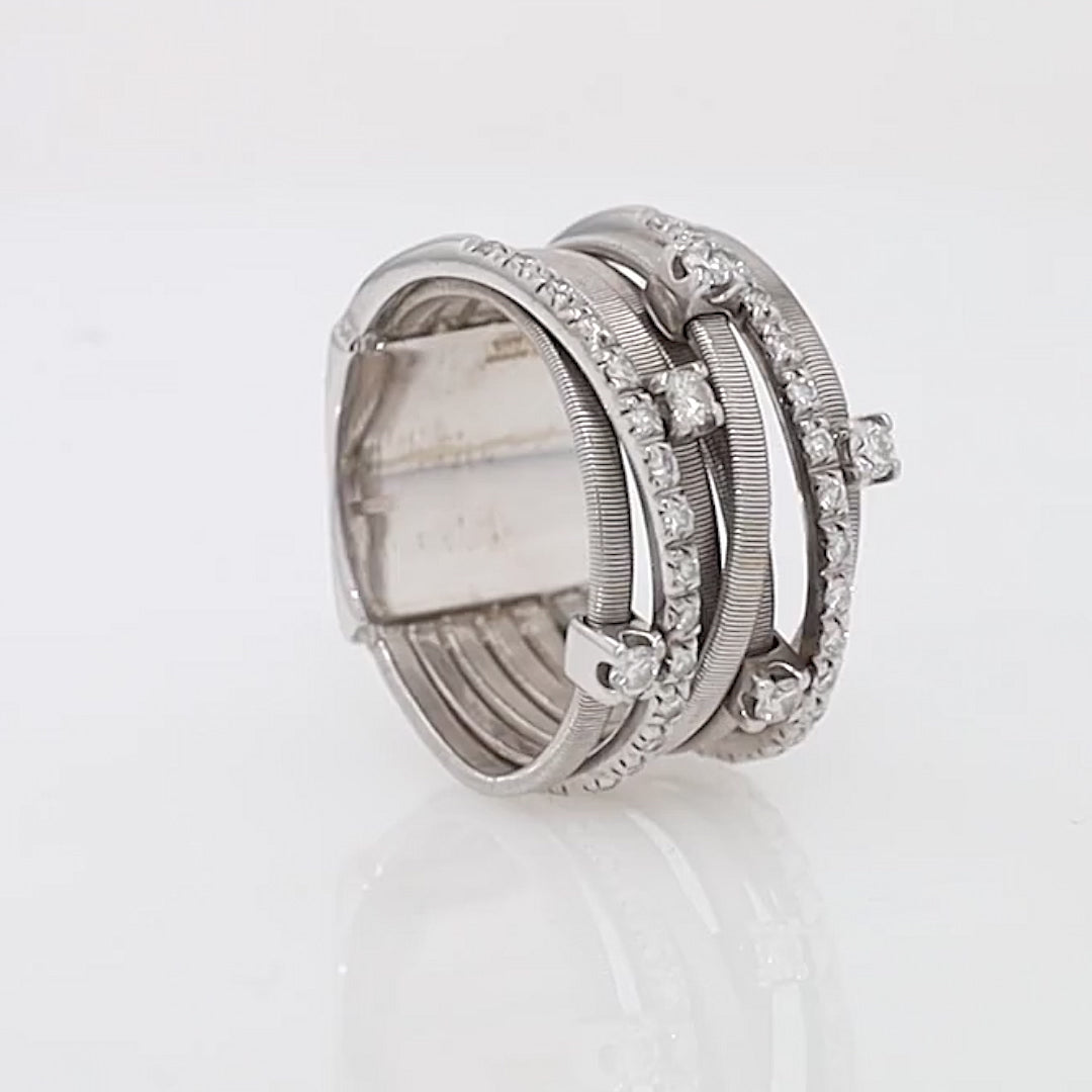 Marco Bicego GOA 7-Strand Diamond Wide White Gold Band