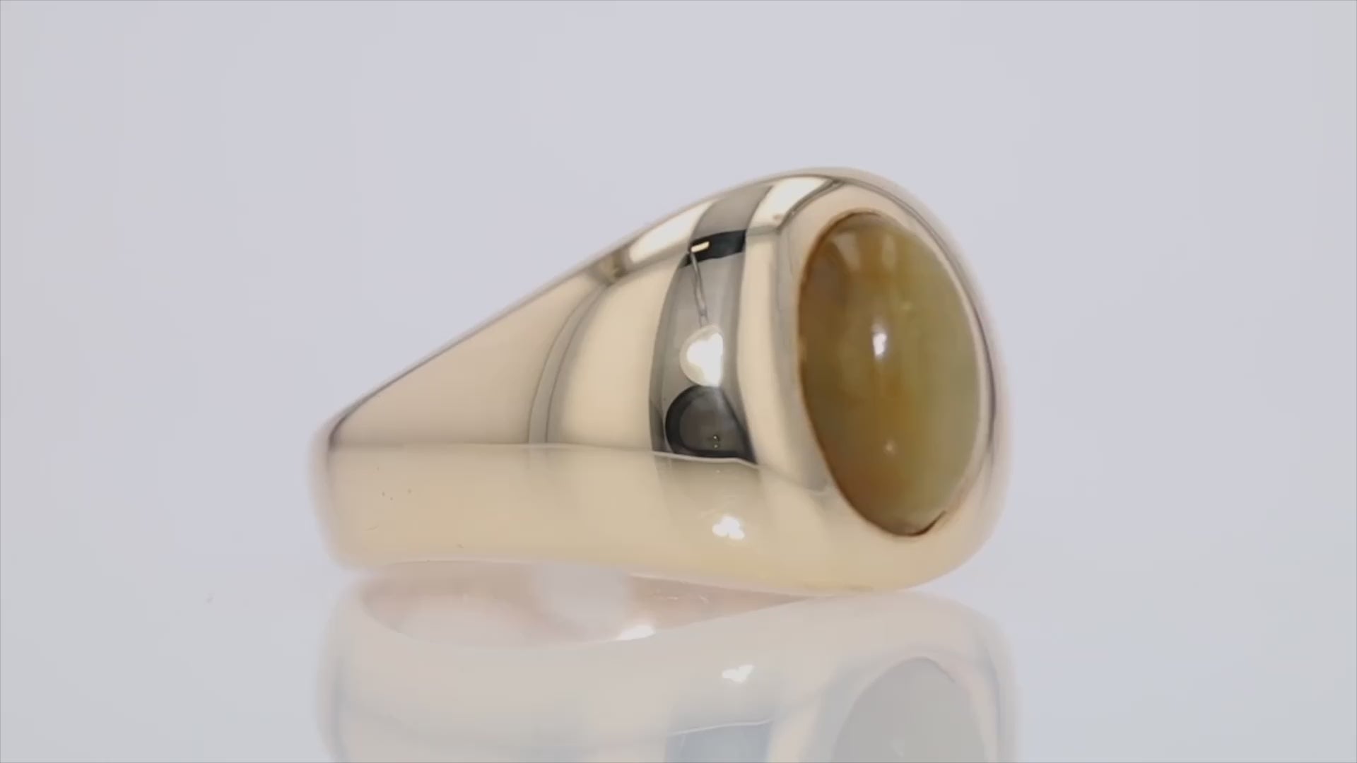 Vintage Unisex Cats Eye Chrysoberyl Gypsy Ring 14K Yellow Gold