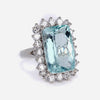 Vintage 9 Carat Aquamarine & Diamond Princess Diana Cocktail Ring