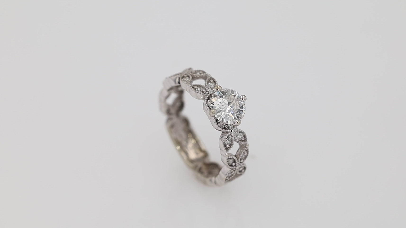 Vintage EGL Certified G SI1 0.63ct Round Diamond Trellis Engagement Ring