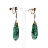 Retro Antique Carved Jade and 14k Gold Drop Earrings