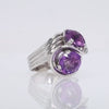 Retro 14k White Gold Amethyst Toi et Moi Cocktail Ring