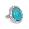 Estate 15.63 Carat Sleeping Beauty Turquoise Pavè Diamond Cocktail Ring