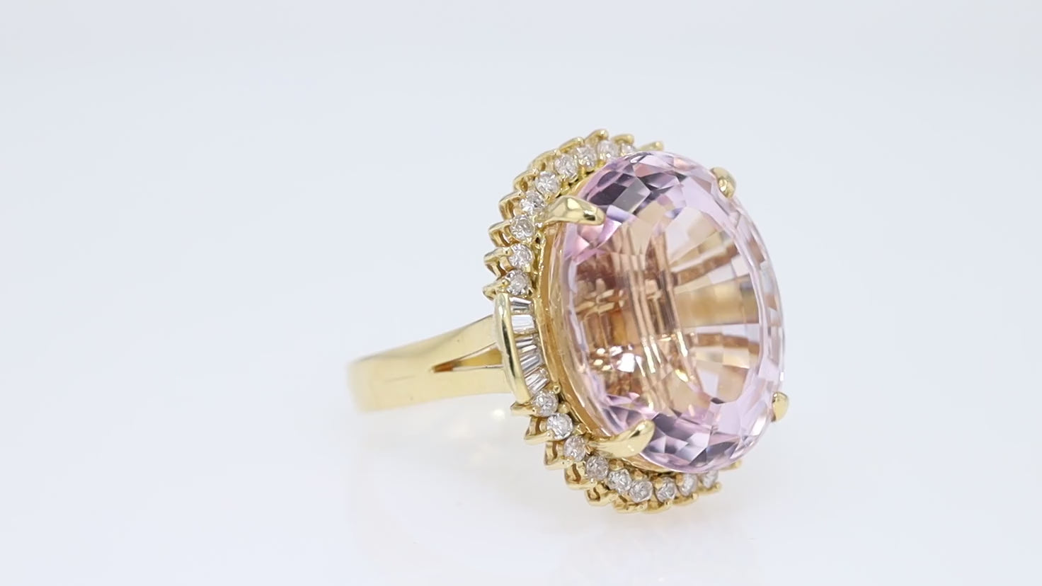 30 Carat Kunzite and Diamond Ring Converts To A Necklace