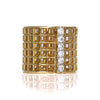 Vintage Mid Century Openwork Diamond Checkerboard 14k Gold Wide Cigar Band Ring