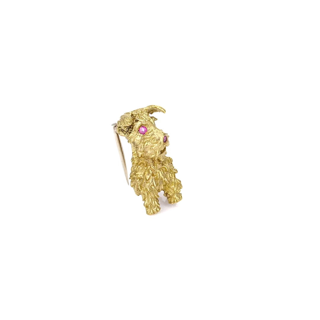 Tiffany & Co Mid Century 1960s Vintage 18k Gold Poodle Terrier Dog Brooch