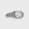 Antique Art Deco 1.64 Carat Old European Cut Diamond Engraved Engagement Ring