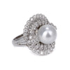 Estate Mid Century South Sea Pearl And Diamond Cocktail Ring
