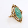 Art Nouveau Turquoise and 14k Gold Fleur-De-Lis Ring