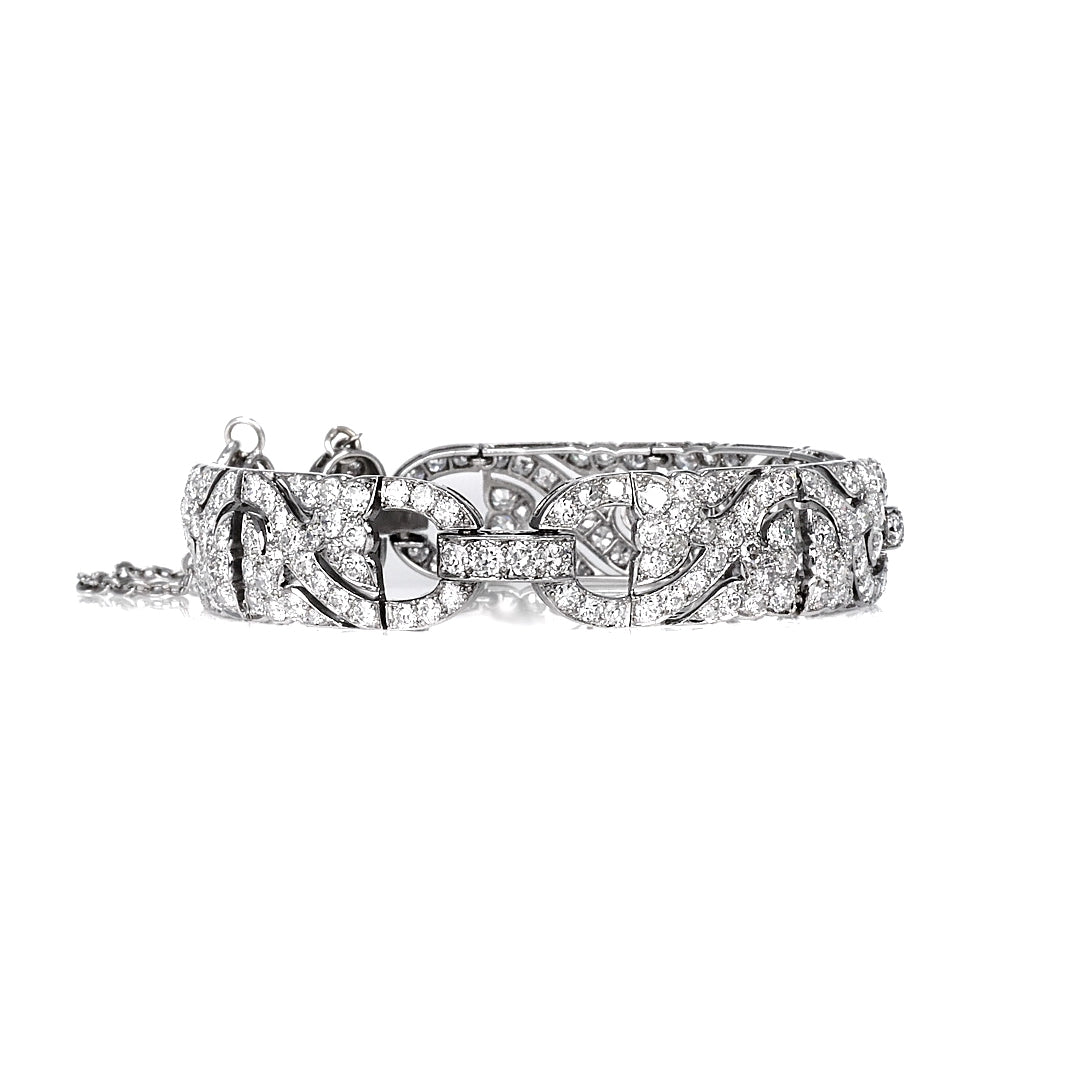 Antique 1920s Cartier 6.50 CT Diamond Art Deco Platinum Filigree Bracelet