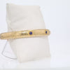 Antique English Victorian 16k Yellow Gold Engraved Sapphire Bangle Bracelet