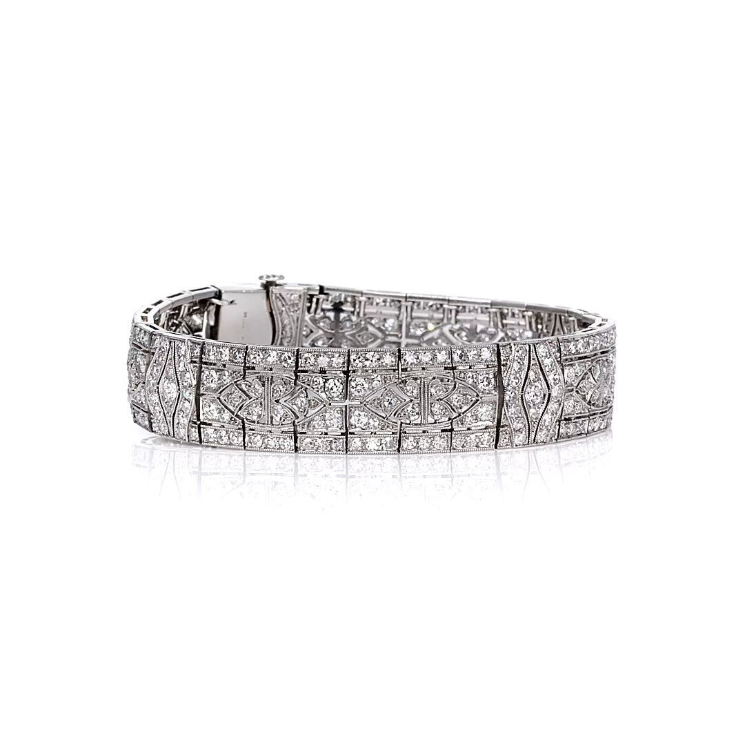 Antique Tiffany & Co. Art Deco 6 Carat Diamond Platinum Filigree Line Bracelet