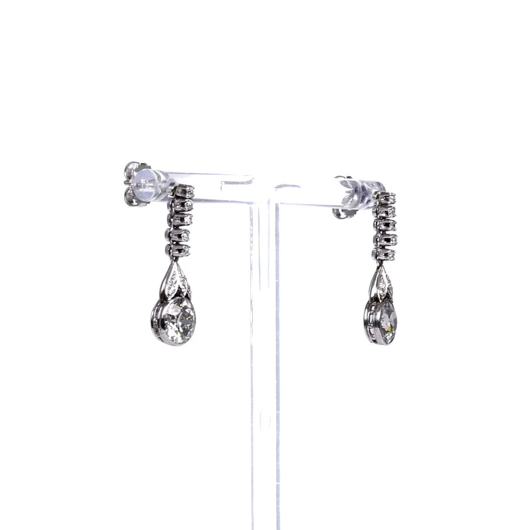 Art Deco 2.50 Carat Old European Diamond Drop Earrings