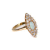 Antique Edwardian Opal and Diamond Navette Ring in 14k Gold Circa 1912