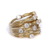 Vintage Mid Century 7 Row Ribbon Diamond Wide Cigar Band Ring