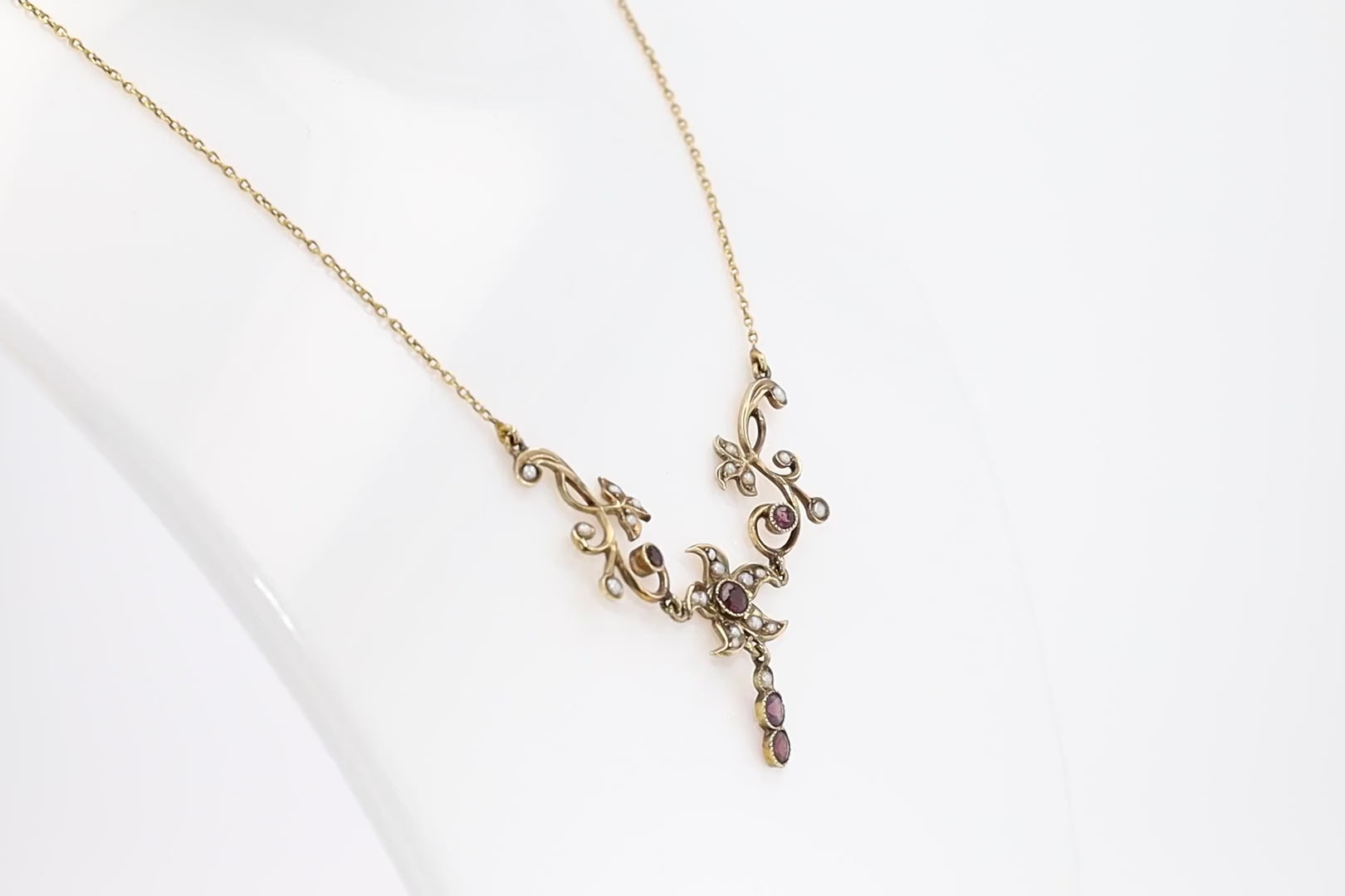 Art Nouveau Paste & Seed Pearl Naturalistic Necklace