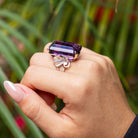 Retro 40 Carat Amethyst and 14k White Gold Cocktail Ring