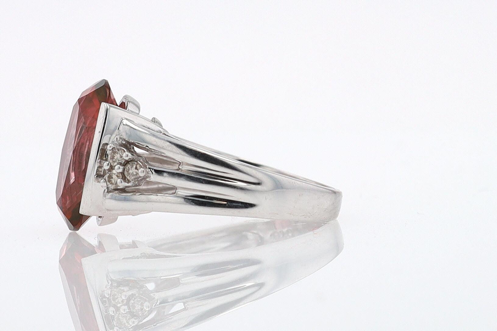 Retro 6.05 Carat Padparascha Peach Tourmaline Oval Engagement Ring