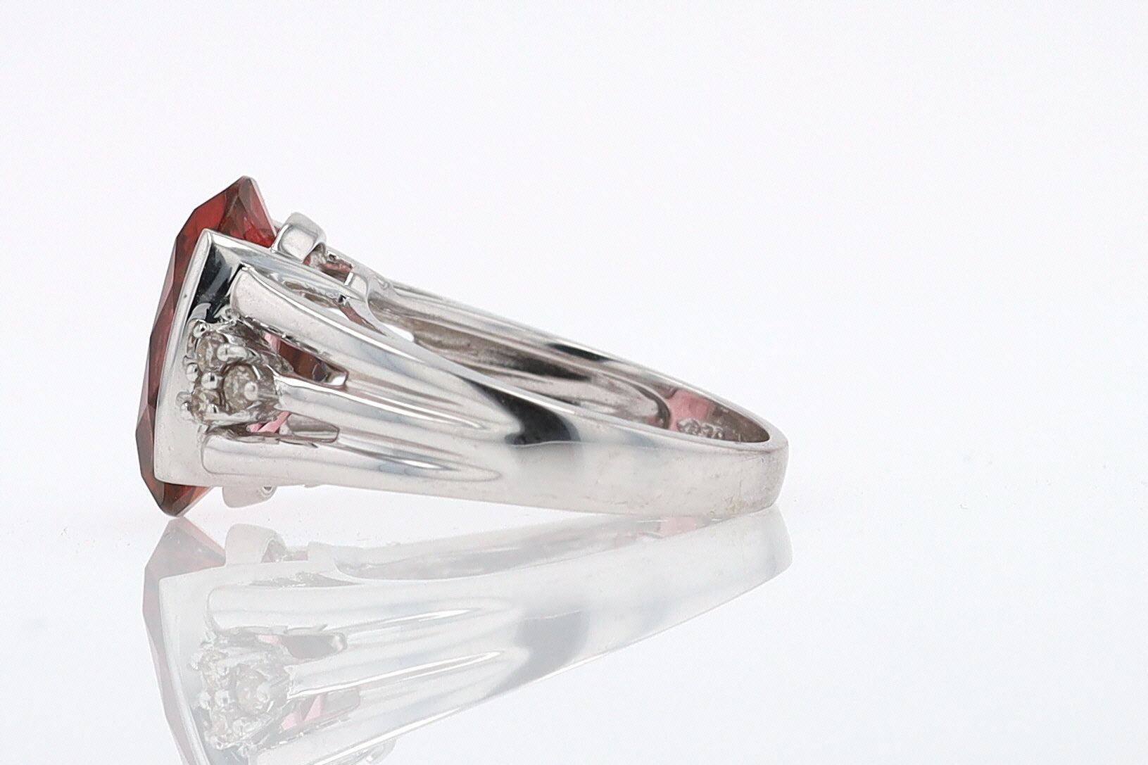 Retro 6.05 Carat Padparascha Peach Tourmaline Oval Engagement Ring