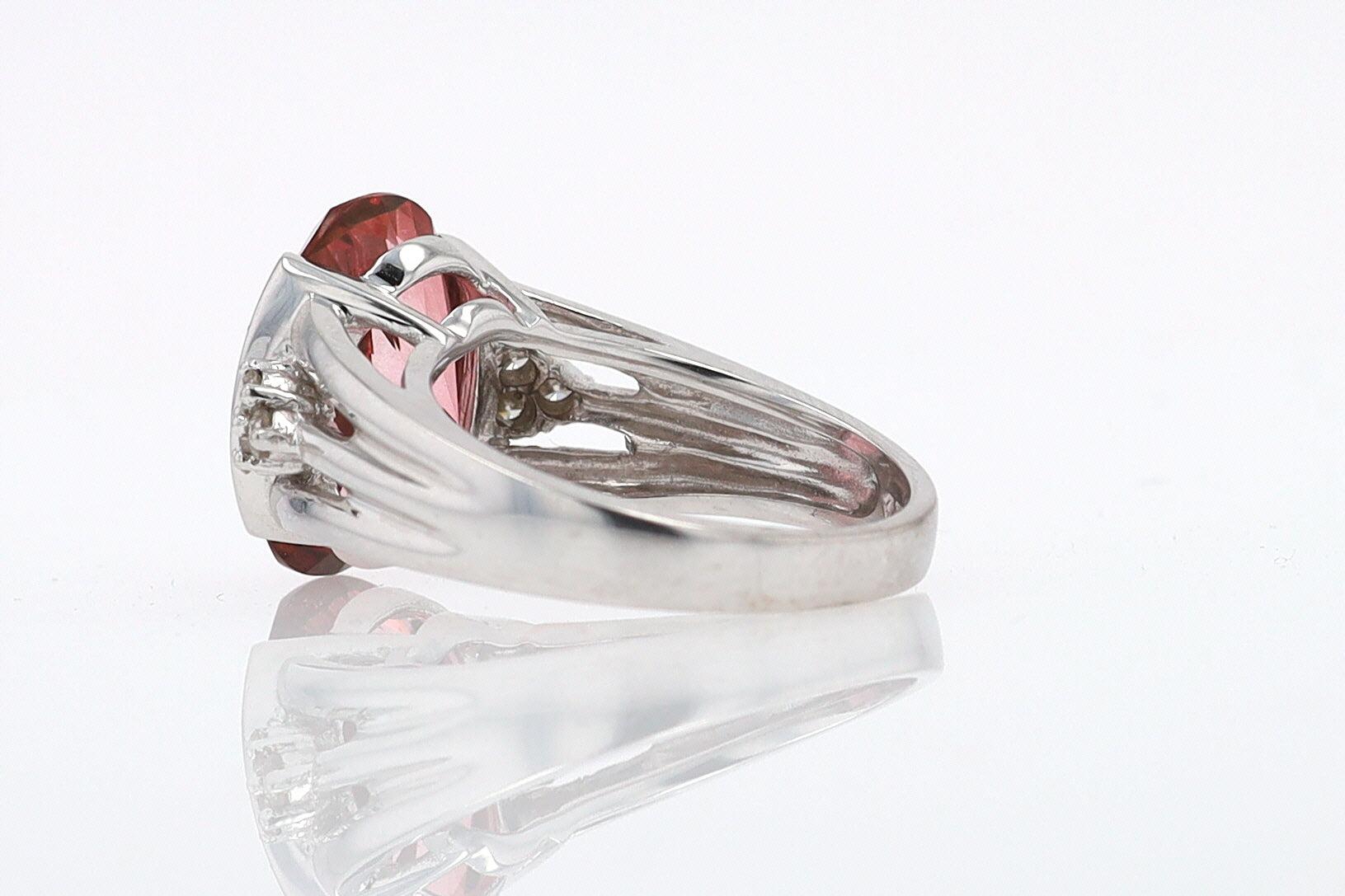 Retro 6.05 Carat Padparascha Peach Tourmaline Oval Engagement Ring