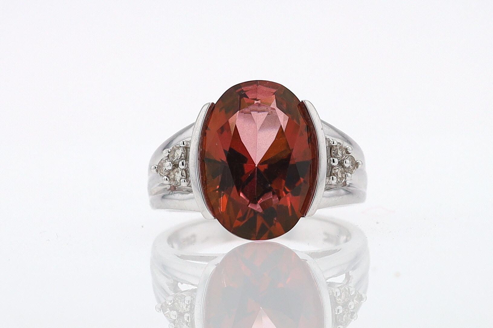 Retro 6.05 Carat Padparascha Peach Tourmaline Oval Engagement Ring