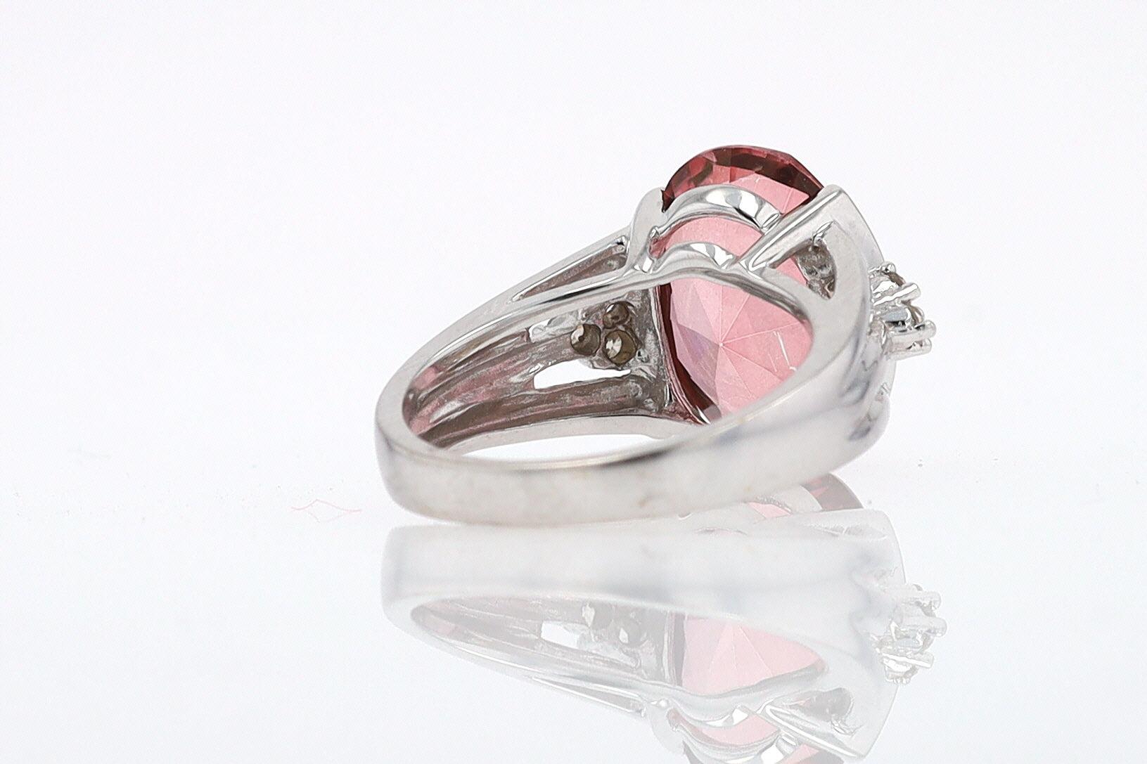 Retro 6.05 Carat Padparascha Peach Tourmaline Oval Engagement Ring
