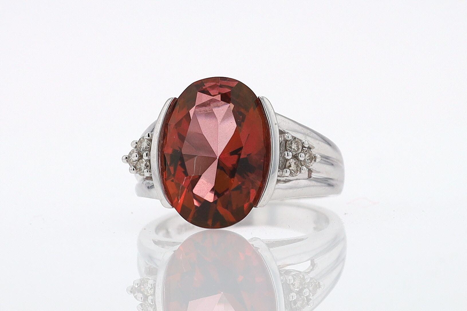 Retro 6.05 Carat Padparascha Peach Tourmaline Oval Engagement Ring