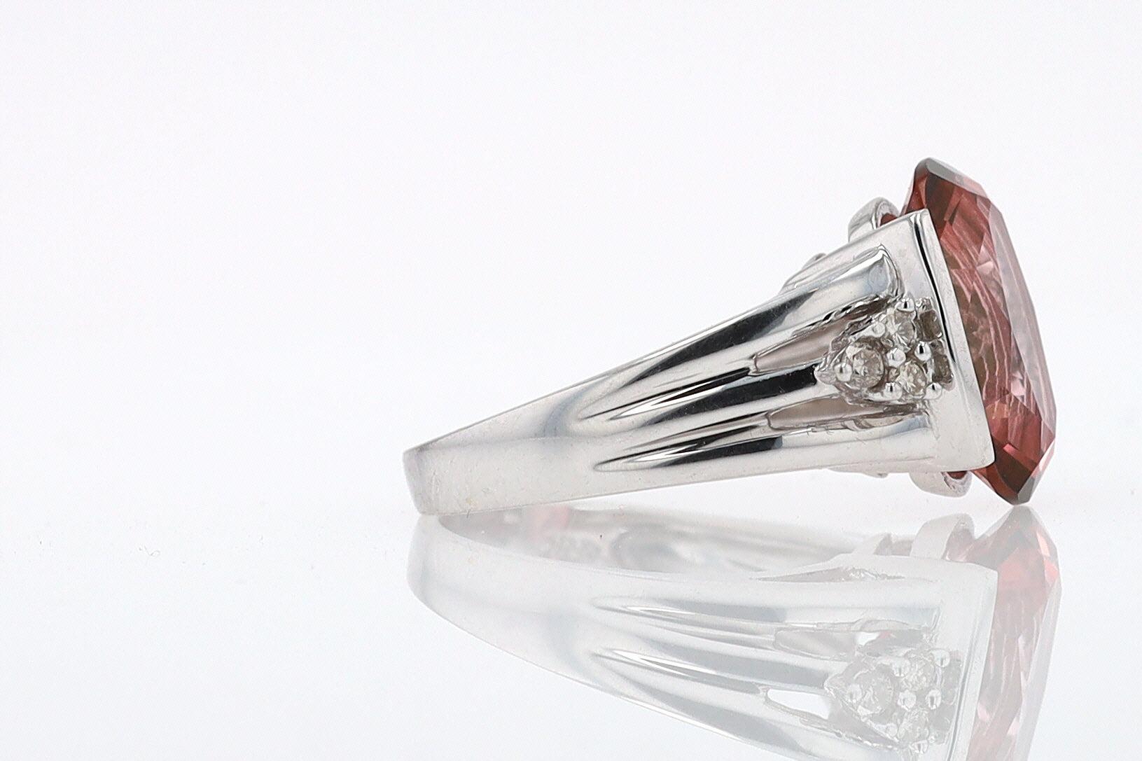 Retro 6.05 Carat Padparascha Peach Tourmaline Oval Engagement Ring