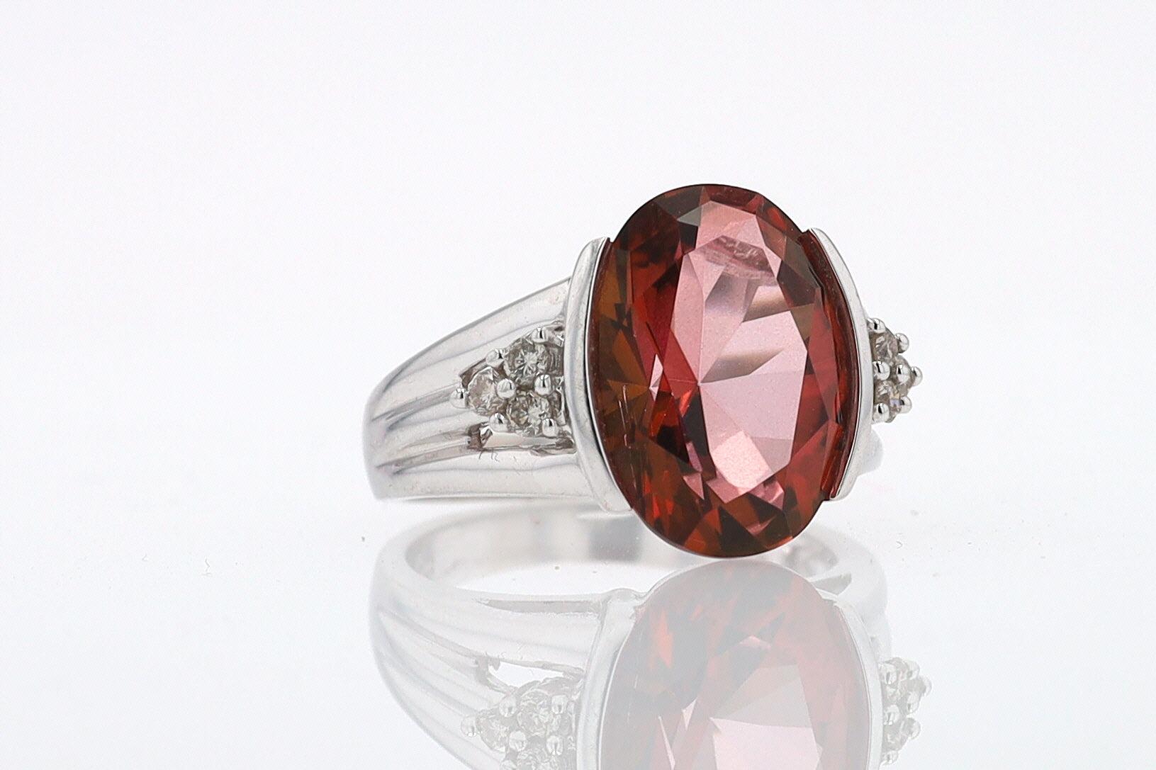 Retro 6.05 Carat Padparascha Peach Tourmaline Oval Engagement Ring