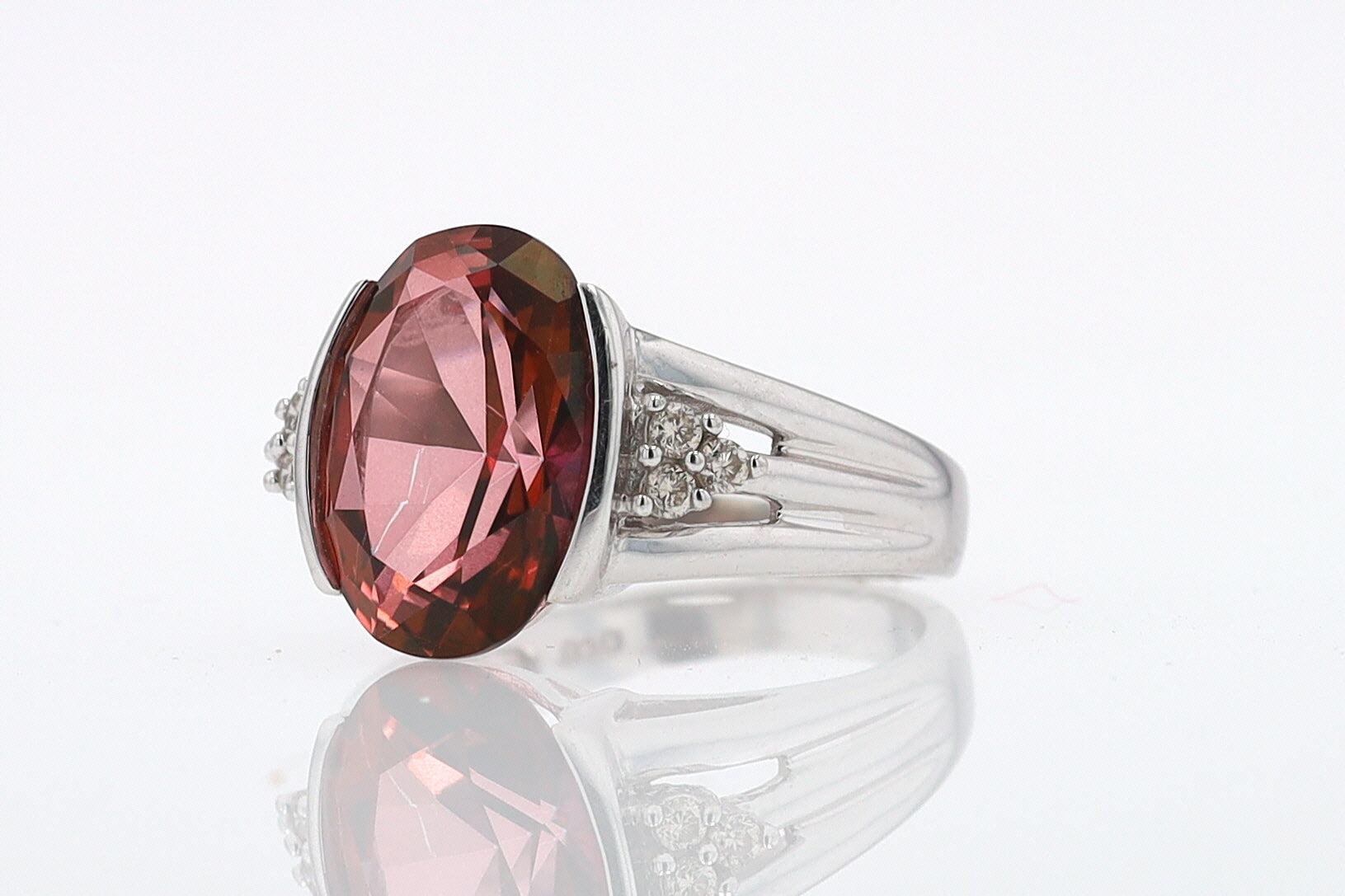 Retro 6.05 Carat Padparascha Peach Tourmaline Oval Engagement Ring